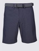 Marks & Spencer Cotton Rich Seersucker Striped Shorts Blue Mix