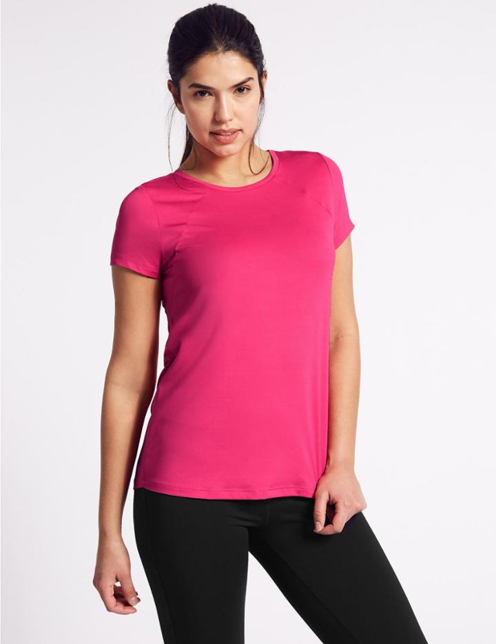 Marks & Spencer Round Neck Short Sleeve Top Hot Pink