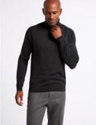 Marks & Spencer Pure Extra Fine Merino Roll Neck Jumper Charcoal