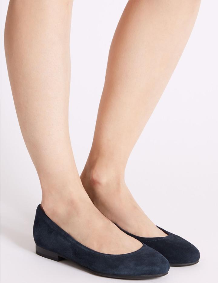 Marks & Spencer Suede Round Toe Pumps Navy