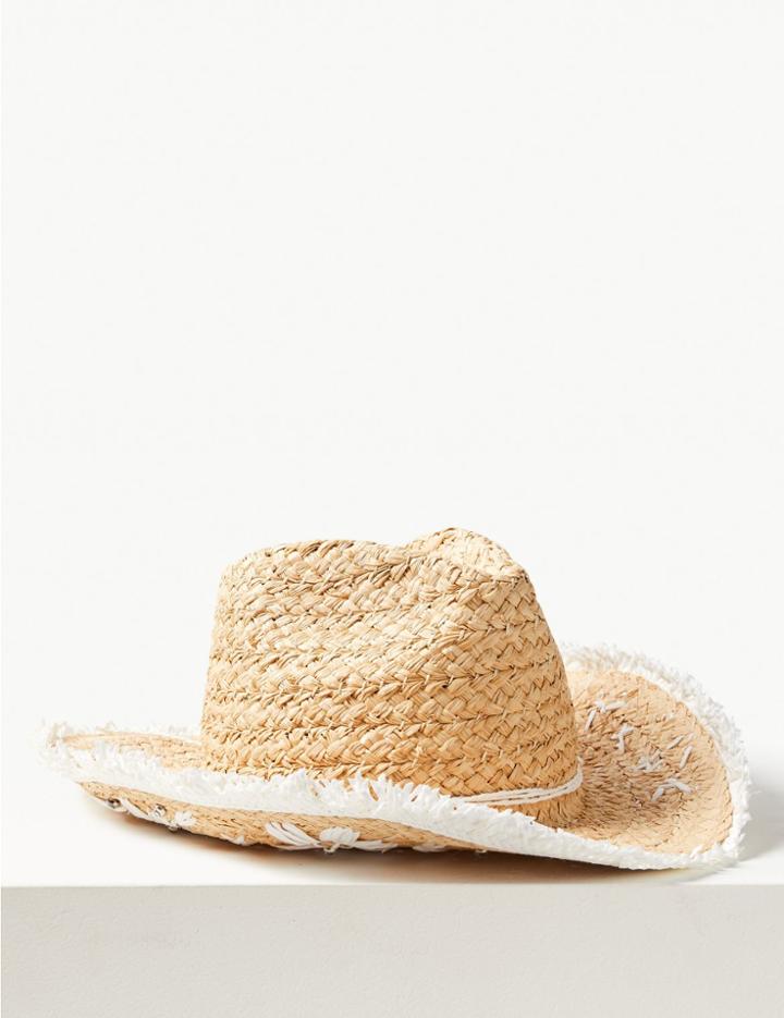Marks & Spencer Embellished Cowboy Sun Hat Natural Mix