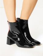 Marks & Spencer Wide Fit Patent Ankle Boots Black