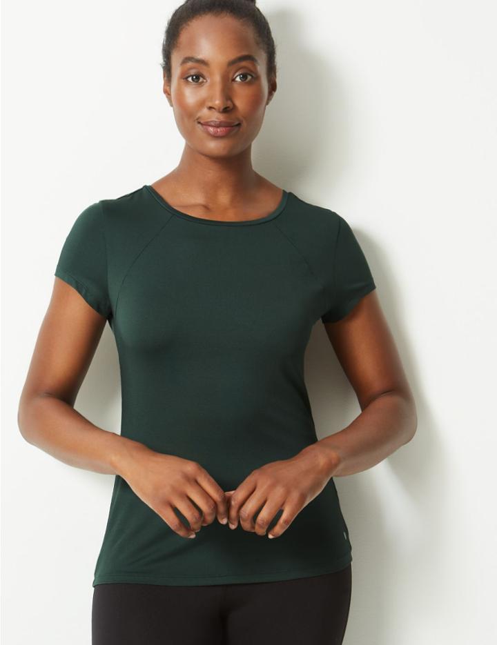 Marks & Spencer Quick Dry Round Neck Short Sleeve Top Cedar
