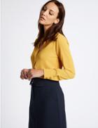 Marks & Spencer Popover Notch Neck Long Sleeve Tunic Dark Gold