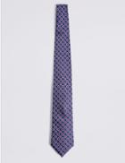 Marks & Spencer Pure Silk Floral Print Tie Blue