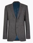 Marks & Spencer Checked Slim Fit Jacket Charcoal