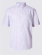 Marks & Spencer Pure Cotton Square Textured Shirt Violet