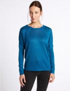 Marks & Spencer Lace Trim Round Neck Long Sleeve Jumper Prussian