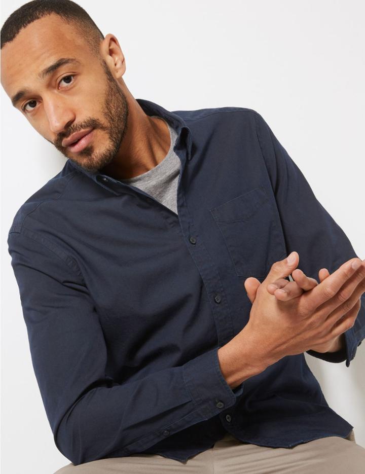 Marks & Spencer Pure Cotton Shirt Blue
