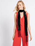 Marks & Spencer Velvet Skinny Tassel Scarf Black