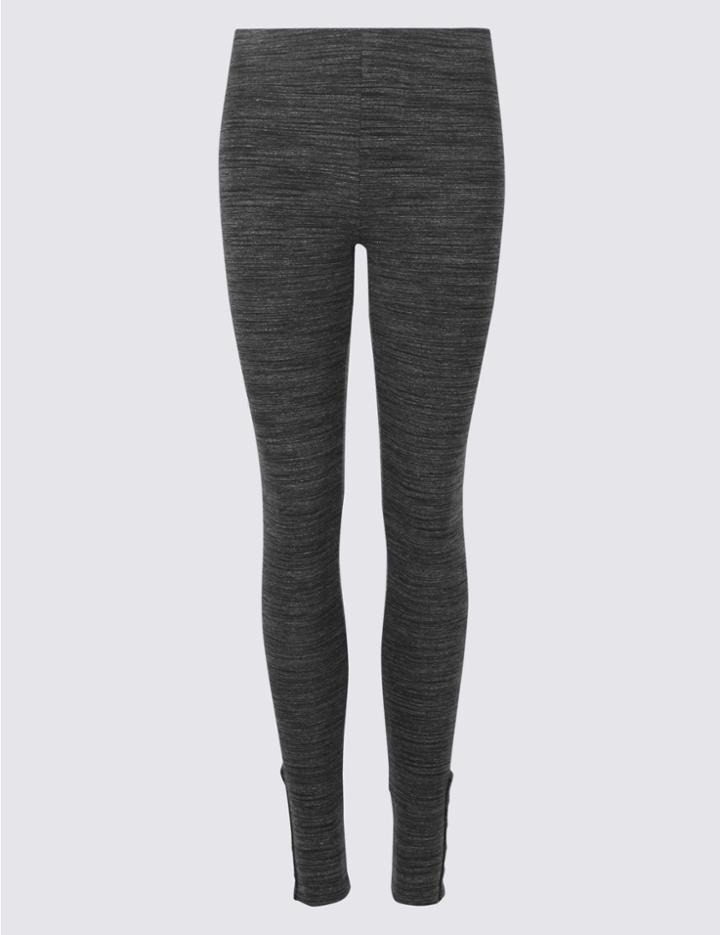 Marks & Spencer Space Dye Hem Button Leggings Charcoal Mix