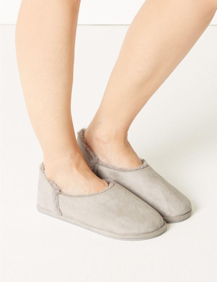 Marks & Spencer Fur Ballerina Slippers Grey