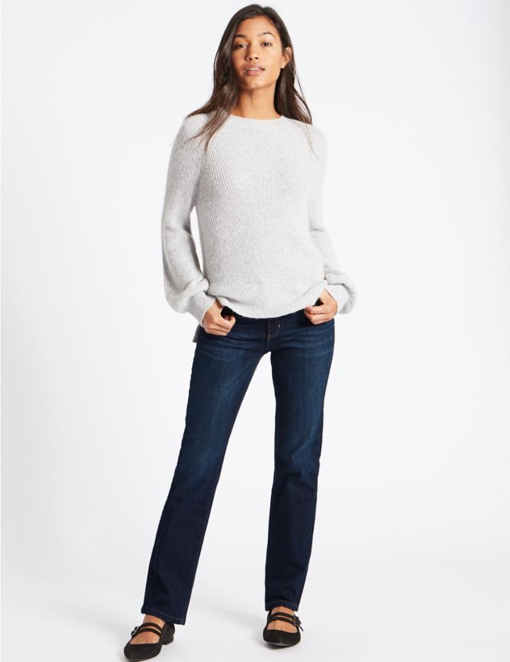 Marks & Spencer Ozone Mid Rise Straight Leg Jeans Dark Indigo