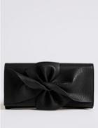 Marks & Spencer Faux Leather Bow Detail Purse Black