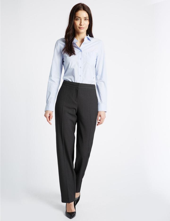 Marks & Spencer Piped Straight Leg Trousers Charcoal