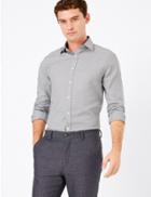 Marks & Spencer Tailored Fit Brick Print Easy To Iron Shirt Grey Mix