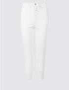 Marks & Spencer Mid Rise Woven Cropped Culotte Jeans Soft White