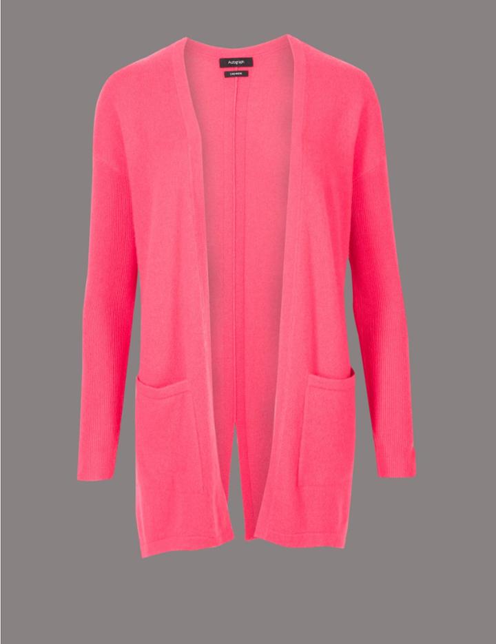 Marks & Spencer Pure Cashmere Long Sleeve Cardigan Lipstick
