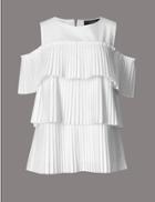Marks & Spencer Ruffle Cold Shoulder Short Sleeve Blouse White