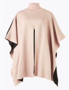 Marks & Spencer Contrast Split Front Poncho Camel Mix