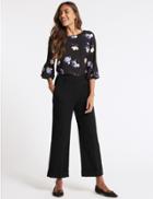 Marks & Spencer Turn-up Wide Leg Trousers Black