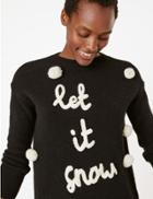 Marks & Spencer Let It Snow Christmas Jumper Black Mix