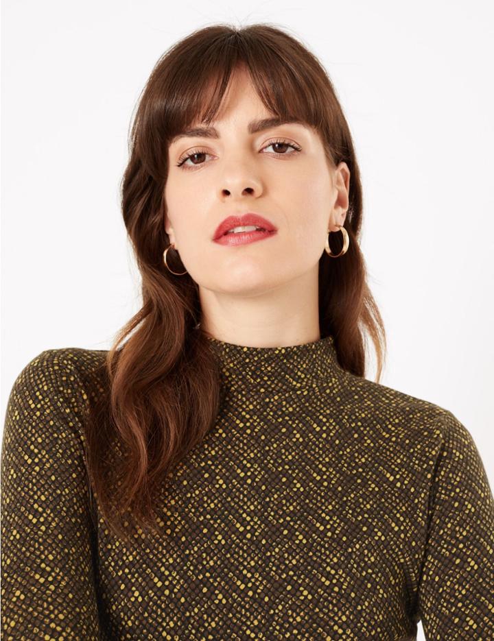Marks & Spencer Cotton Rich Animal Print Top Black Mix