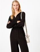 Marks & Spencer Ditsy Print Tie Neck Waisted Jumpsuit Black Mix