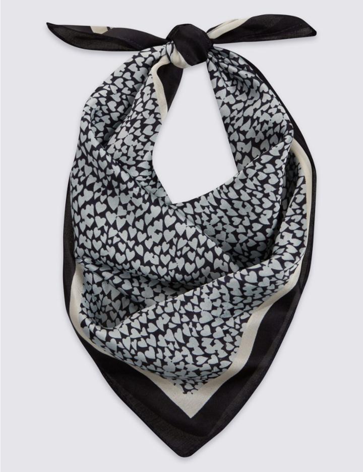 Marks & Spencer Heart Print Scarf Navy Mix