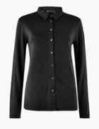 Marks & Spencer Long Sleeve Mercerised Shirt Black