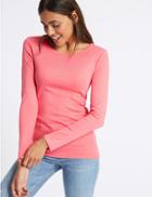 Marks & Spencer Pure Cotton Round Neck Long Sleeve T-shirt Watermelon