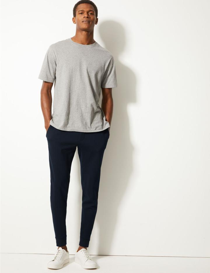 Marks & Spencer New Cotton Blend Cuffed Joggers Dark Navy