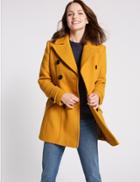 Marks & Spencer Double Breasted Pea Coat Ochre
