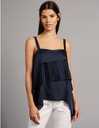 Marks & Spencer Pleated Square Neck Camisole Top Ink