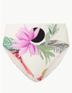 Marks & Spencer Floral Print High Waisted Bikini Bottoms Cream Mix