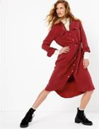 Marks & Spencer Shirt Midi Dress Bordeaux