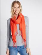 Marks & Spencer Modal Blend Scarf With Wool Bright Orange