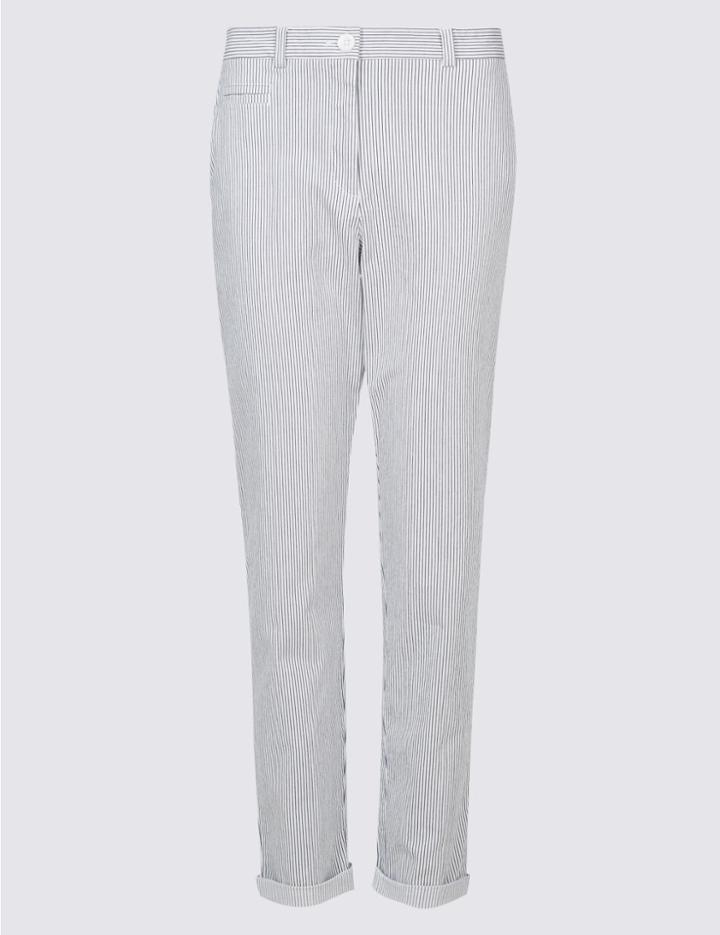 Marks & Spencer Cotton Rich Striped Chinos Blue/white