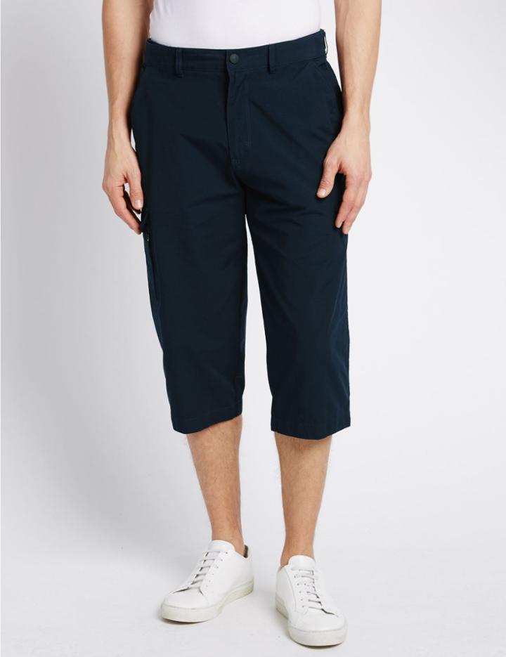 Marks & Spencer Cotton Rich Trekking Shorts Navy