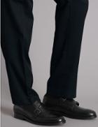 Marks & Spencer Leather Double Cross Monk Strap Shoes Black