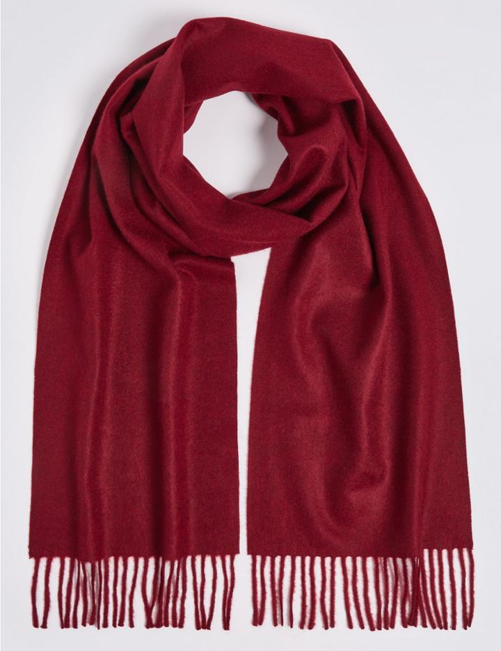 Marks & Spencer Pure Cashmere Woven Scarf Claret