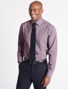 Marks & Spencer 2 Pack Easy To Iron Regular Shirts With Tie Blackberry