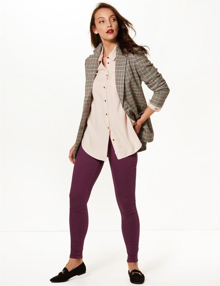 Marks & Spencer Cotton Rich Jeggings Burgundy