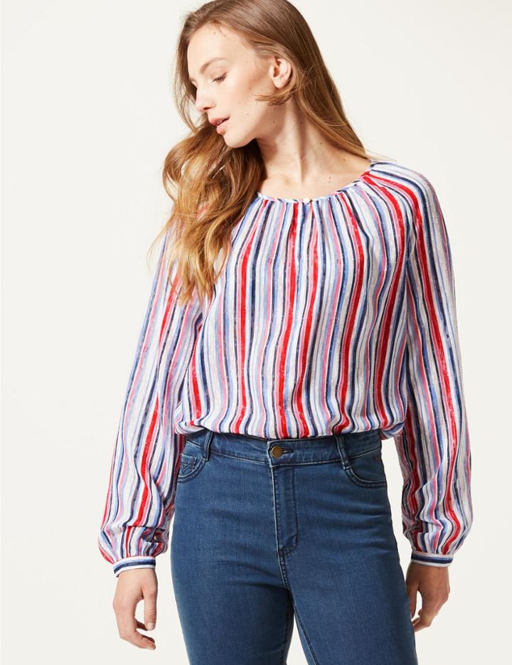 Marks & Spencer Striped Blouse Red Mix