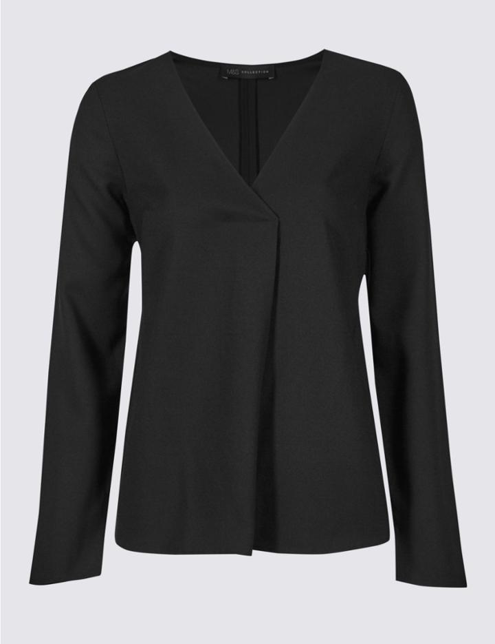 Marks & Spencer V-neck Long Sleeve Blouse Black