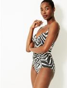 Marks & Spencer Secret Slimming&trade; Zebra Print Plunge Swimsuit Black Mix