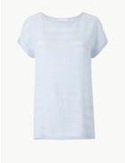 Marks & Spencer Striped Jersey Short Sleeve T-shirt Pale Blue
