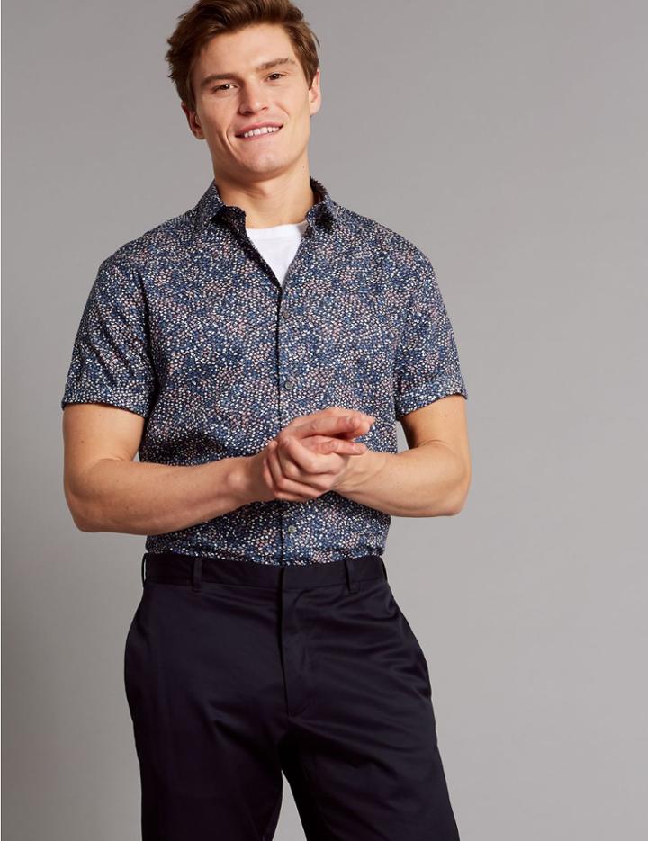 Marks & Spencer Pure Cotton Printed Shirt Dusky Rose