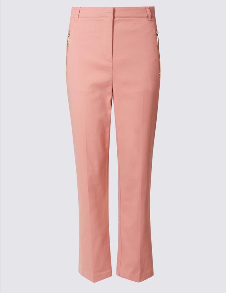Marks & Spencer Straight Leg Trousers Pink