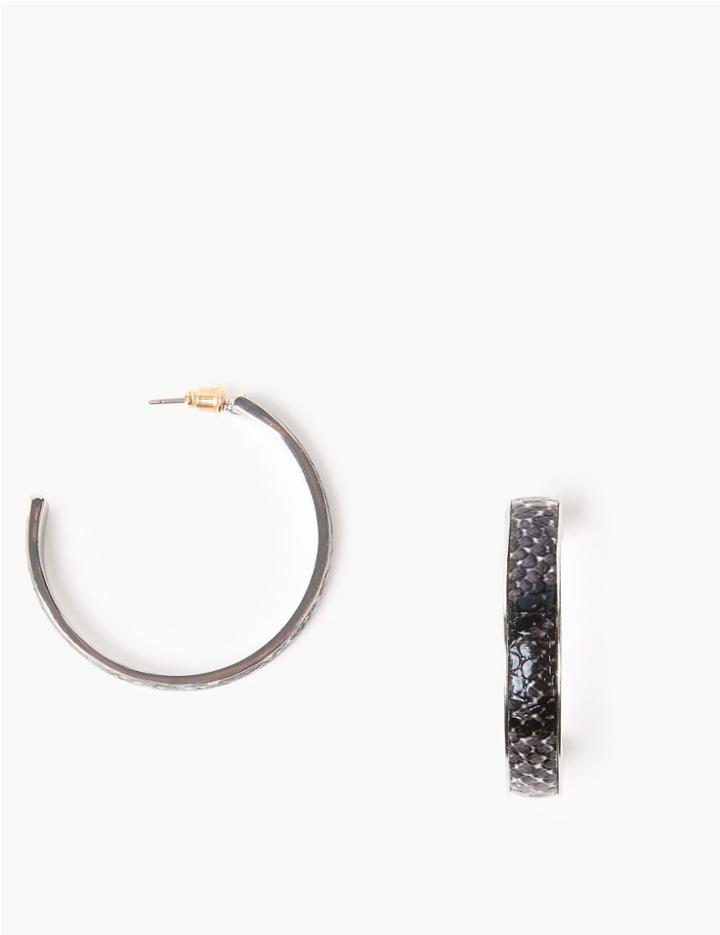 Marks & Spencer Large Textured Hoop Earrings Grey Mix